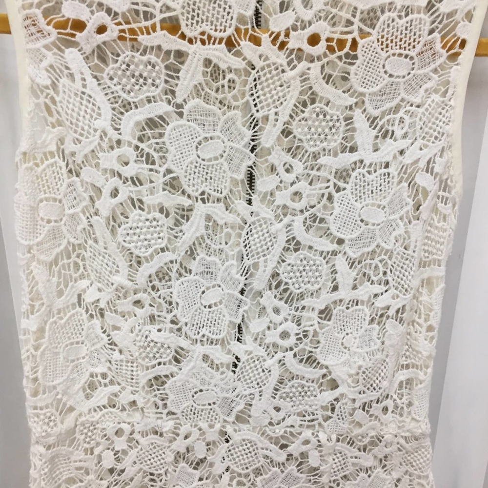 CAbi White Crocheted Lace Sheer Peplum Top - Picture 6 of 16